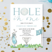 Gat in een blauwe golf 1e verjaardagsfeest kaart