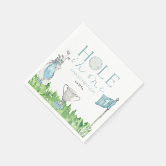 Gat in een blauwe golf 1e verjaardagsfeest servet (Hoek)