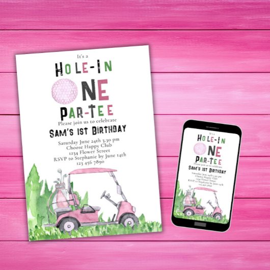 Gat in een eerste golf verjaardagsparty kaart