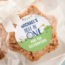 Gat in een eerste sticker in blauw