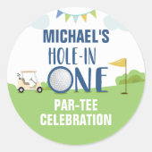 Gat in een eerste sticker in blauw (Voorkant)