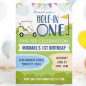 Gat in een eerste verjaardag Golf uitnodiging