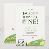Gat in een golf eerste verjaardag uitnodiging (Voorkant / Achterkant)