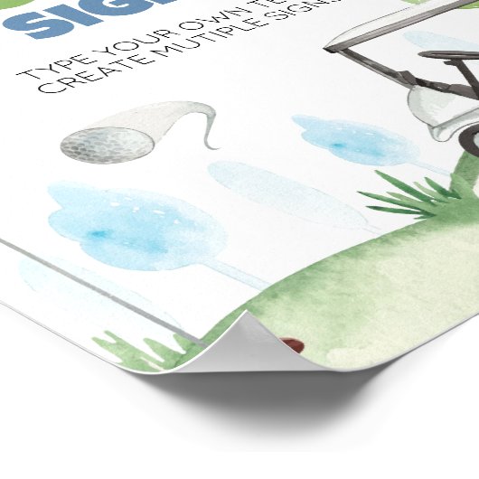 Gat in een Golf verjaardagsfeesttafel teken Poster (Hoek)