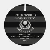 Gat in een golfbaan Custom Recognition Award Glas Ornament (Achterkant)