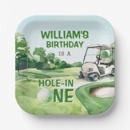 Gat in een golfbaan Par-t-shirt 1e verjaardag Papieren Bordje