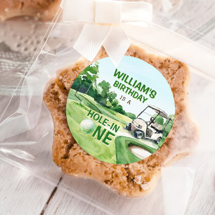 Gat in een golfbaan Par-t-shirt 1e verjaardag Ronde Sticker