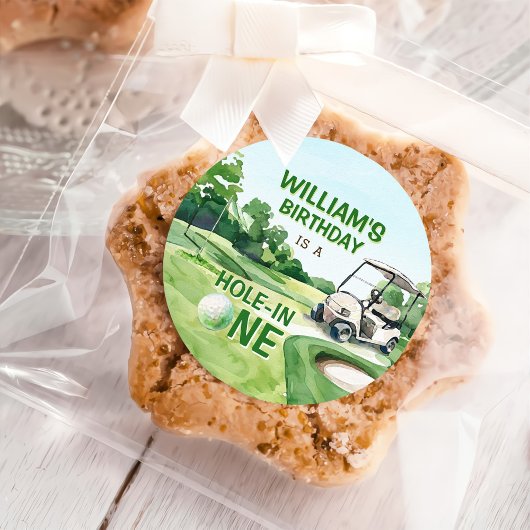 Gat in een golfbaan Par-t-shirt 1e verjaardag Ronde Sticker