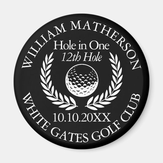 Gat in een golfbal en krans zwart en wit magneet (Voorkant)