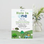 Gat in een golfboy eerste verjaardagsfeestje kaart (Staand voorkant)