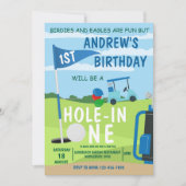 Gat in een golfjongen 1e verjaardag par-T-shirt Kaart (Voorkant)