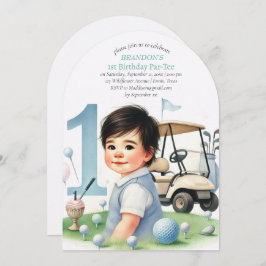 Gat in een golfjongen 1e verjaardag Par-T-shirt Kaart