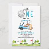 Gat in een golfjongen eerste verjaardagsfeestje kaart (Voorkant)