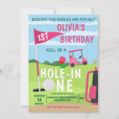 Gat in een golfmeisje 1e verjaardag par-T-shirt Kaart (Voorkant)