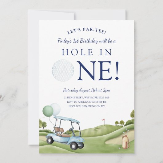 Gat in een golfpar-T-shirt 1e eerste verjaardag Kaart (Voorkant)