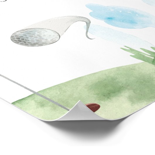 Gat in een golfthema 1e verjaardag mijlpaal teken poster (Hoek)