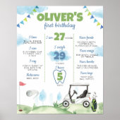 Gat in een golfthema 1e verjaardag mijlpaal teken poster (Voorkant)