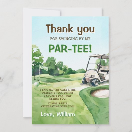 Gat in één golfverjaardagspark-T-shirt Bedankkaart (Voorkant)
