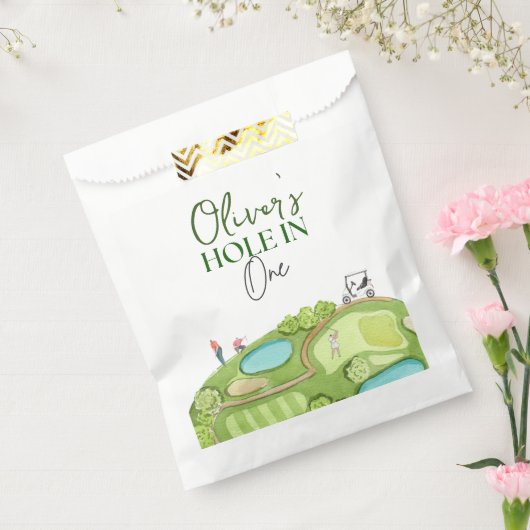 Gat in een jongen eerste verjaardag bedankzakje (Gezegeld)