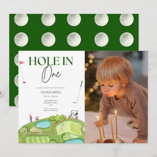 Gat in een jongen eerste verjaardag kaart (Voorkant / Achterkant)