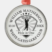 Gat in één Klassiek gepersonaliseerd Golf Metalen Ornament (Voorkant)