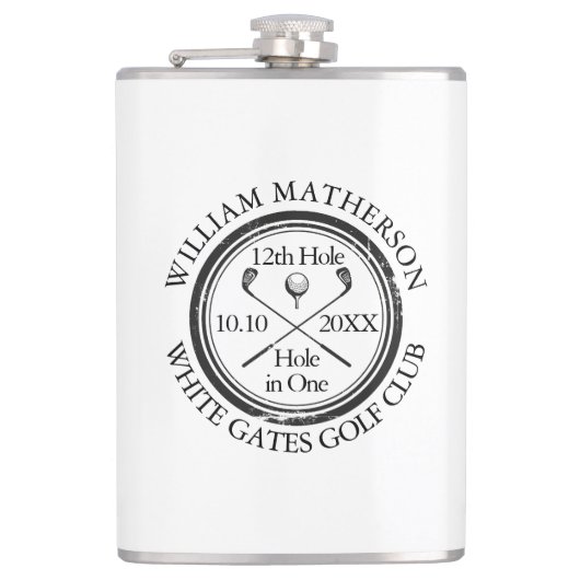 Gat in één klassieke Golf gepersonaliseerd Heupfles (Voorkant)