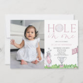 Gat in een roze Afbeelding 1e verjaardagsfeest Kaart (Voorkant)