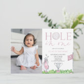 Gat in een roze Afbeelding 1e verjaardagsfeest Kaart (Staand voorkant)