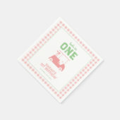 Gat in een roze check meisje eerste verjaardag servet (Hoek)