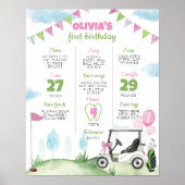 Gat in een roze golf 1e verjaardag mijlpaal teken poster (Voorkant)