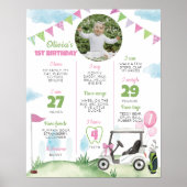 Gat in een roze golf 1e verjaardag mijlpaal teken poster (Voorkant)