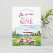 Gat in een roze golf 1e verjaardag uitnodiging (Staand voorkant)