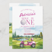 Gat in een roze golf 1e verjaardag uitnodiging (Voorkant / Achterkant)