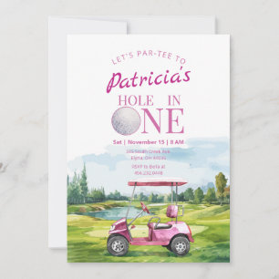 Gat in een roze golf 1e verjaardag uitnodiging