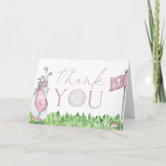 Gat in een roze golf 1e verjaardagsfeest bedankkaart (Voorkant)