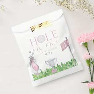 Gat in een roze golf 1e verjaardagsfeest bedankzakje