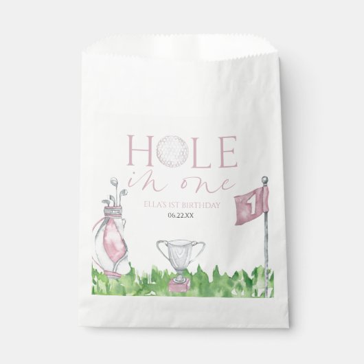 Gat in een roze golf 1e verjaardagsfeest bedankzakje (Voorkant)