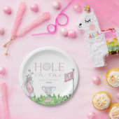 Gat in een roze golf 1e verjaardagsfeest papieren bordje (Feest)