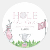 Gat in een roze golf 1e verjaardagsfeest ronde sticker (Voorkant)