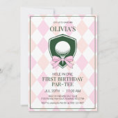 Gat in een roze golf meisjes 1e verjaardagsfeest kaart (Voorkant)