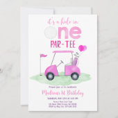 Gat In Een Roze Meisje Golf Eerste Verjaardag Kaart (Voorkant)