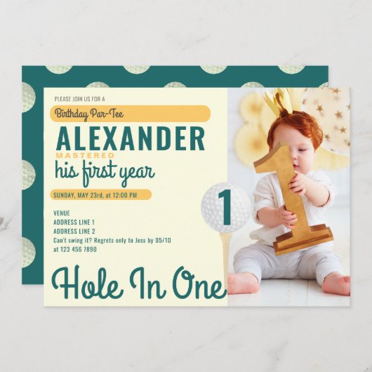 Gat in een verjaardag Golf Mastered 1e verjaardag Kaart (Voorkant / Achterkant)