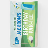 Gat in een verjaardagsbanner, Golf Gelukkige Verja Spandoek (Verticaal)