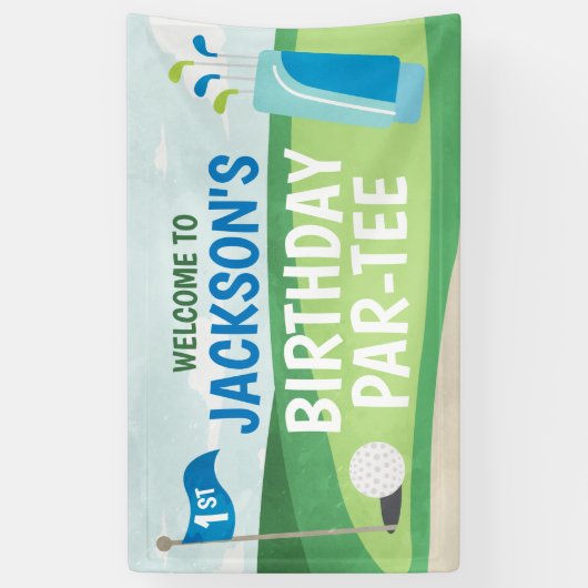 Gat in een verjaardagsbanner, Golf Gelukkige Verja Spandoek (Verticaal)