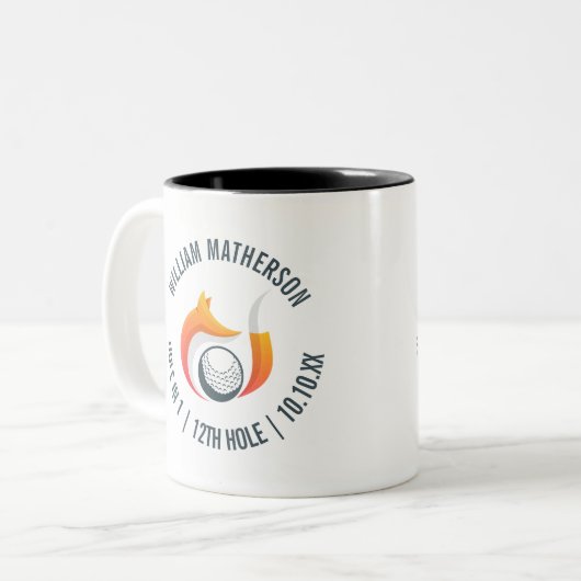 Gat in één vos en bal gepersonaliseerd tweekleurige koffiemok (Voorkant links)