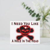 Gat in het hoofd tegen Valentijn Feestdagenkaart (Staand voorkant)