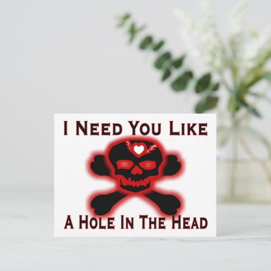 Gat in het hoofd tegen Valentijn Feestdagenkaart (Staand voorkant)