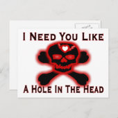 Gat in het hoofd tegen Valentijn Feestdagenkaart (Voorkant / Achterkant)