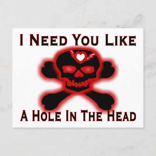 Gat in het hoofd tegen Valentijn Feestdagenkaart (Voorkant)