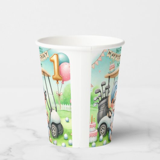 Gat in One Golf Boy 1e Par-t-shirt Verjaardag Papieren Bekers (Rechts)